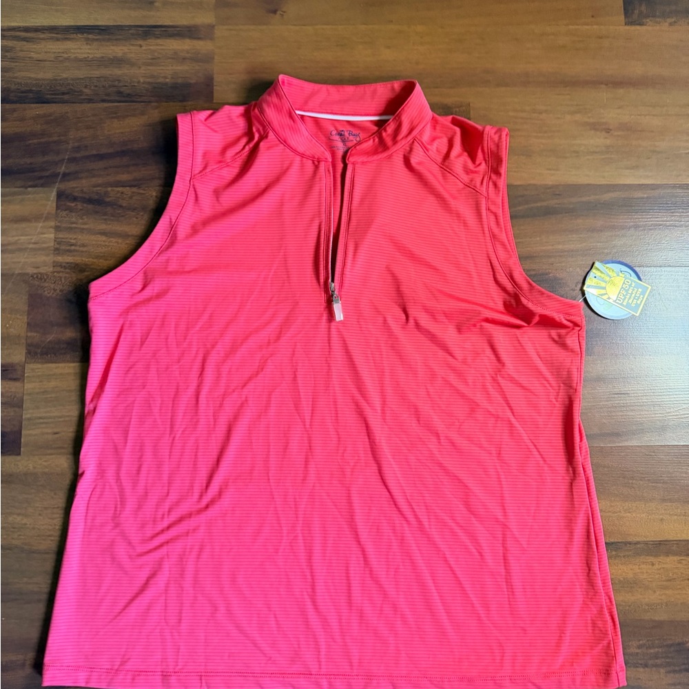 Coral Bay Golf XL Pink Sleeveless 1/4 Zip Performance Polo Top